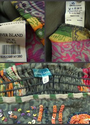 Свободное платье сарафан с открытыми плечами и  вышивкой паетками river island 50-52р.5 фото