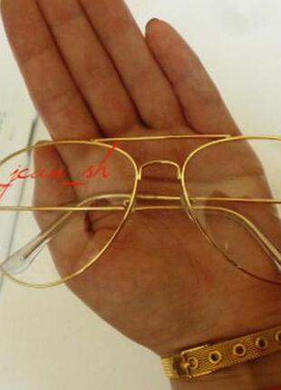 🆕очки имеджевые авиаторы в золотой оправе , прозрачные стекла унисекс