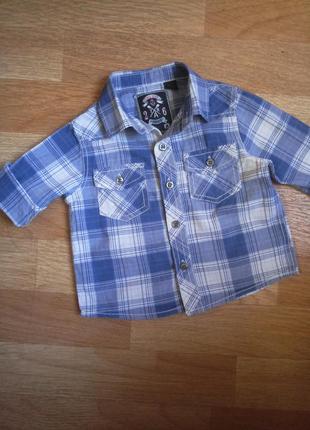 Тоненькая рубашка в клетку next на малыша 6-9 мес
