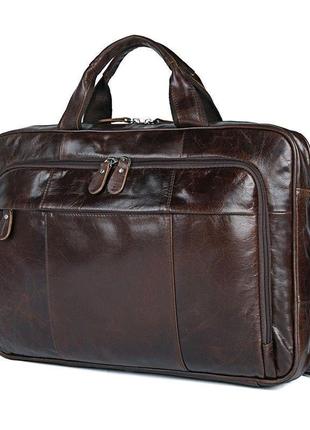 Практична сумка портфель для чоловіків шкіряна бренда john mcdee 7334q1 фото