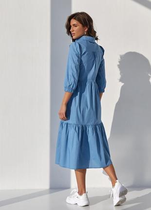 Блакитне жіноча сукня-сорочка з відкладним коміром 424 фото