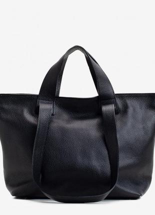 Сумка шопер жіноча з м'якої зернистої натуральної шкіри7 фото