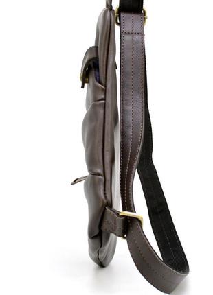 Чоловіча шкіряна сумка-слінг gc-6402-3md коричнева бренд tarwa4 фото