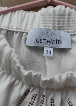 Нарядная блуза молочного цвета от just white/святкова блуза із віскози7 фото