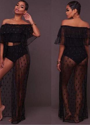 Накидка пляжна чорна, прозора