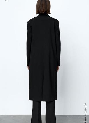 Чорне довге пальто р. м 38 zara артикуль 8963 408 800 довжина максі класичне оверсайз/ пальто максі оверсайз класичне4 фото