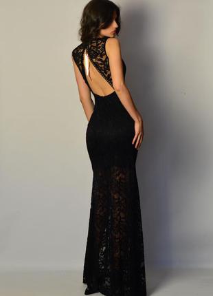 Роскошное дизайнерское кружевное вечернее платье в пол дорогое кружево открытая спина2 фото