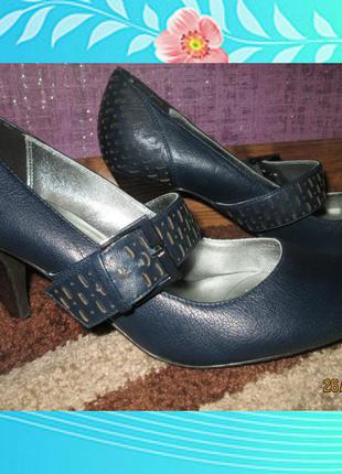 Туфли темно-синие кожаные shoon