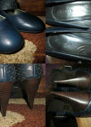 Туфли темно-синие кожаные shoon