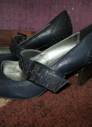 Туфли темно-синие кожаные shoon