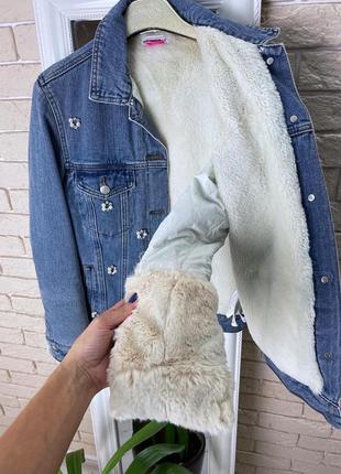 Меховая джинсовка бомбер на утеплителе куртка5 фото
