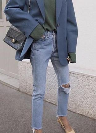 Джинси zara зара з діркою на коліні скіні джинси skinny штани штани бойфренд