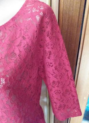 Кружевная кофта блуза винного цвета2 фото