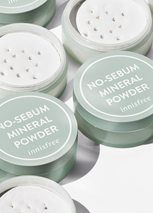 Innisfree no sebum mineral powder мінеральна розсипчаста пудра контроль жирності2 фото