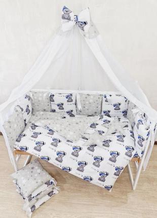 Детское постельное белье, бортики в кроватку для новорождённых, набор в кроватку с балдахином7 фото