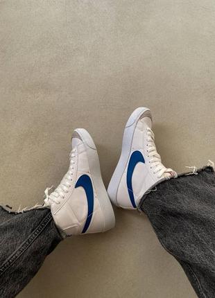 💙💙💙nike blazer mid 77 vintage white blue💙💙💙кросовки женские высокие найк, жіночі кросівки весна-осінь2 фото