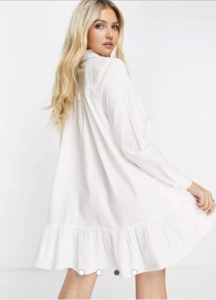 Платье платье рубашка zara хлопковая белая туника на пляж 🏖1 фото
