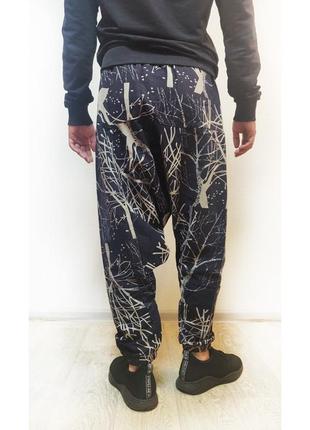 Мужские штаны широкие с мотней тёмно-синие японский уличный стиль l, xl, 2 xl, 3 xl, 4 xl6 фото