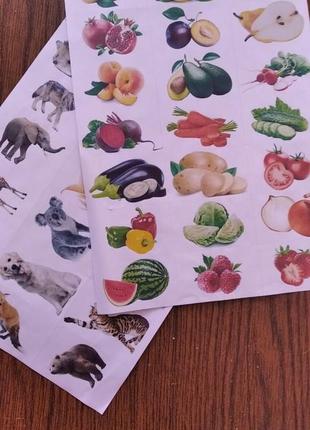 Тварини, овочі та фрукти наліпки наклейки