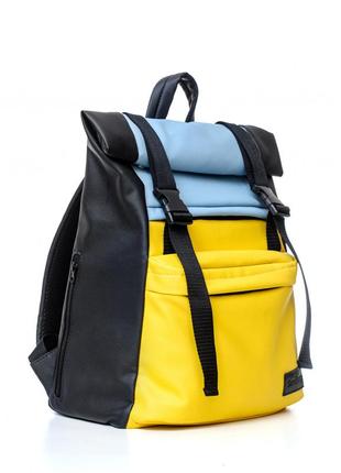 Рюкзак синьо-жовтий ролл топ2 фото