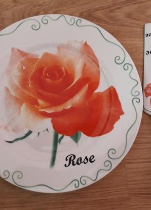 Набор для торта блюдо + лопатка rose керамика