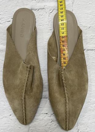 Кожаные мюли бабуши с зауженным носком шлёпанцы шофёры бежевые тауп замшевые балетки...