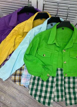 Куртка джинсовая комбинированная цветная2 фото