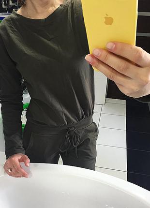 Спортивный костюм/комбинезон хаки/стильный комбез милитари/стильный ромпер