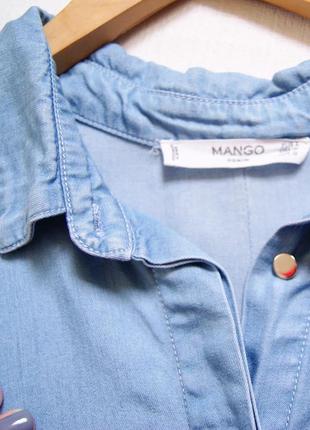 Рубашка синяя под джинс mango3 фото