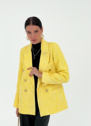 Яркий твидовый пиджак жакет на пуговице двубортный1 фото
