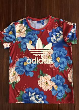 Adidas originals-футболка з квітковим принтом! р.-343 фото