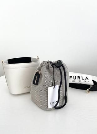 Женская итальянская кожаная сумочка furla bucket ведро жіноча сумка бочечка італія шкіра оригінал подарок жене девушке4 фото