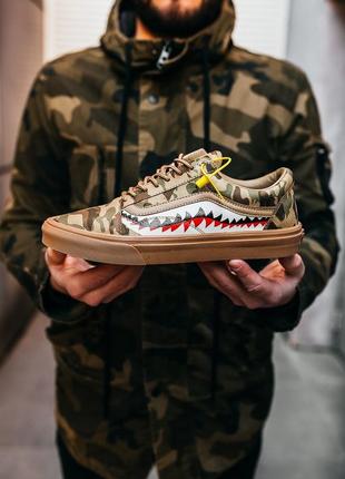 Новые мужские кеды bapexvans old skool brown camo коричневые защитные