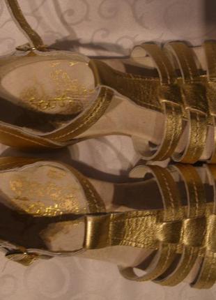 Золотые босоножки сандали комфорт от английского бренда south кожа! новые!1 фото