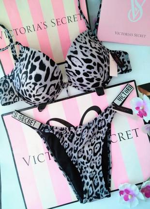 Купальник леопард со стразами камнями victoria's secret 34d 75d 80c 85c 80d m l2 фото