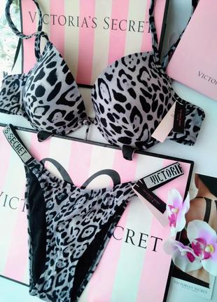 Купальник леопард со стразами камнями victoria's secret 34d 75d 80c 85c 80d m l3 фото