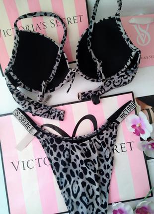 Купальник леопард со стразами камнями victoria's secret 34d 75d 80c 85c 80d m l4 фото