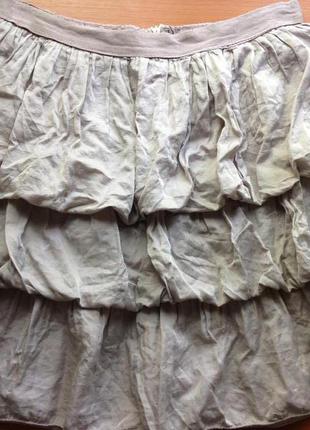 Легкая шелковая юбка воланами1 фото