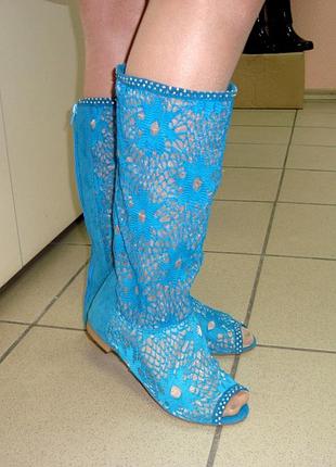 Літні чобітки - ромашка - бірюза