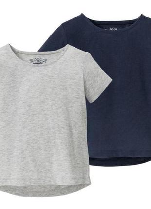 Набор футболок для девочки, рост 134 / 140, цвет синий и серый