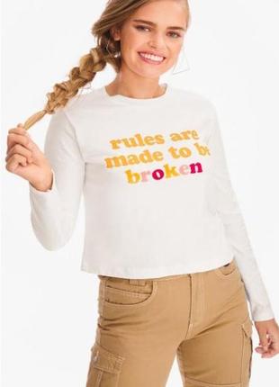 Трикотажний лонгслив, розмір s, колір білий