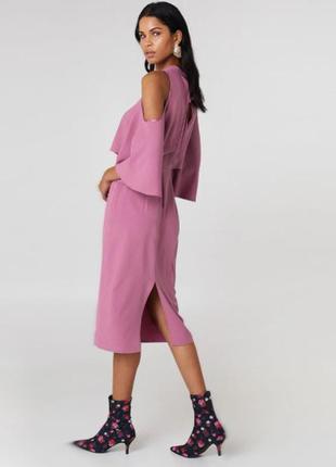 Платье с вырезом и завязанным воротником, размер 32, цвет розовый2 фото