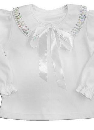 Блуза для девочки "мерцающий воротник", рост 98, цвет белый1 фото