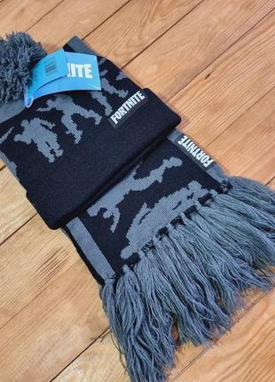 Комплект шапка и шарф для мальчика, размер 55, цвет черный