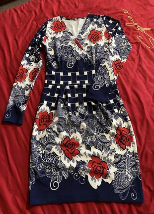Миди платье в цветочный принт карманами-s m 44р5 фото