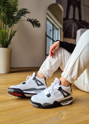 Кроссовки nike air jordan 4 retro white gray.