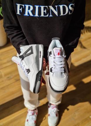 Кросівки nike air jordan 4 retro white gray.9 фото