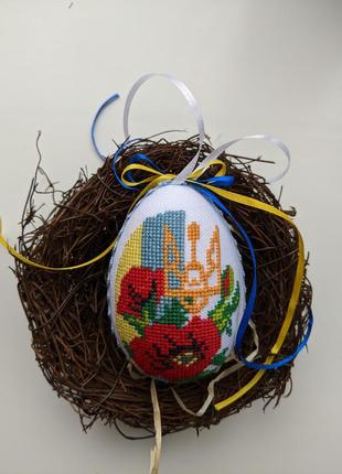 Писанка, сувенір, яйце з вишивкою, великодній декор, пасхальный декор1 фото
