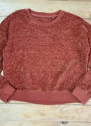Велюровый свитер для девочки, рост 134/140, цвет коричневый2 фото