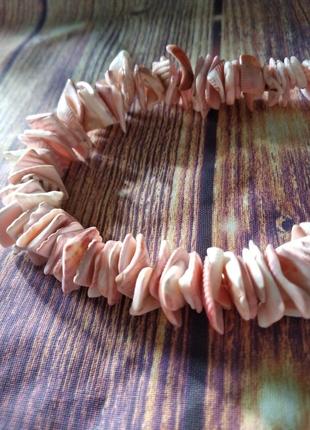 Винтажное ожерелье, ожерелье из морских рамшков нежного кораллового цвета